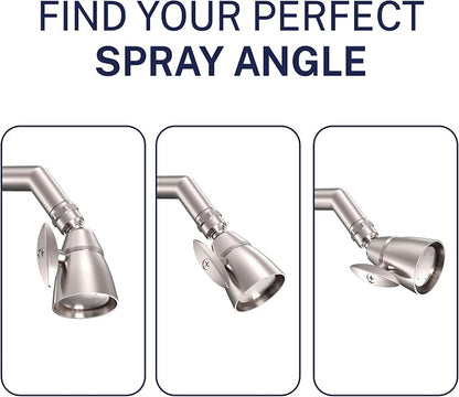 HammerHead Showers® SOLID METAL 2 Inch High Pressure Shower Heads BRUSHED NICKEL – California Compliant 1.75 GPM Low Flow Rate - High Flow Shower Head with ADJUSTABLE SPRAY PATTERN - Fixed Shower Head