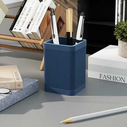 Aesthetic Pen Holder For Desk, Modern Silicone Pencil Holder, Stylish Office Desk Decor, Made of 5 mm Thickened Premium Silicone, Office Desk Organizer And Accessories (Dark Blue)
