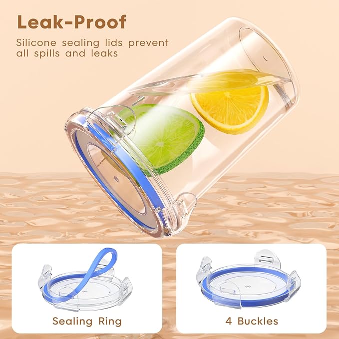 4 Pack Overnight Oats Containers with Lids, Oatmeal Container, 16oz Leak Proof Oats Jars, BPA Free, Reusable, Portable Plastic Food Storage Container for Oatmeal, Yogurt, Soup, Cereal, Milk and More