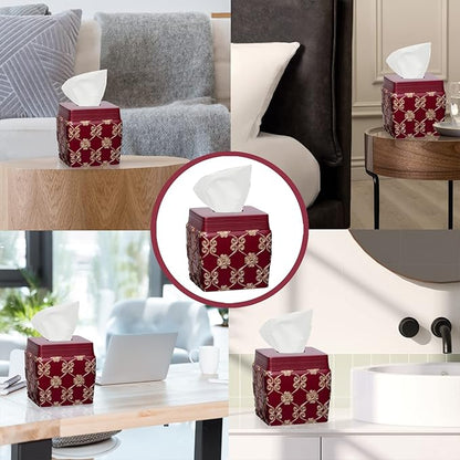Resin Tissue Box Cover for Modern Home Decor - Minimalist Square Tissue Box Holder for Guest Room, Bedroom, Bathroom, Tabletop & Office - Durable and Aesthetic Tissue Holder, Elegant Rose