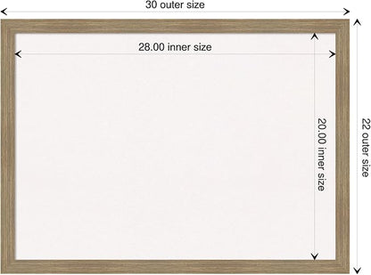 Amanti Art White Cork Board for Wall, 22x30 Vision Board with Brown Wood Frame, Medium Corkboard Office Decor for Home Organization, Casual Corkboard Pinboard to display items for home organization