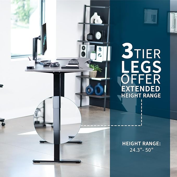 VIVO Electric 63 x 32 in Dual Motor Standing Desk, Memory Height Adjustment, 2B Series, Dark Gray Top Black Frame, DESK-KIT-2B1G