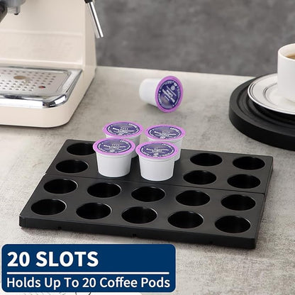 Berglander Coffee Pod Holder Drawer 20 K Cup, Coffee Capsule Organizer for Drawer, Plastic Coffee Pod Storage Organizer for Kitchen Drawer Holders for Nespresso for Kitchen