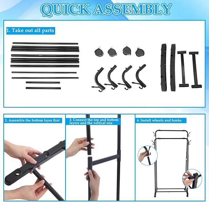 57" H Pool Towel Rack with Wheels for Outdoor 2-Tier Free Standing Towel Drying Rack Metal Heavy Duty Bathroom Pool Accessory Blanket Ladder Storage for Outdoor Spa Bathroom
