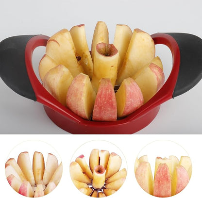 Apple Slicer,4.72 Inch Apple Corer and Slicer -Apple Cutter,Red | Stainless Steel Corer, 12 Sharp Blades,Anti-slip Handle,Hand wash/Dishwasher