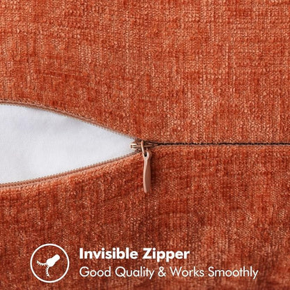 MIULEE Pack of 2 Fall Lumbar Throw Pillow Covers 12x20 Inch Rust Farmhouse Decorative Pillow Covers with Stitched Edge Soft Chenille Solid Dyed Pillow Covers for Couch Sofa Bed Living Room