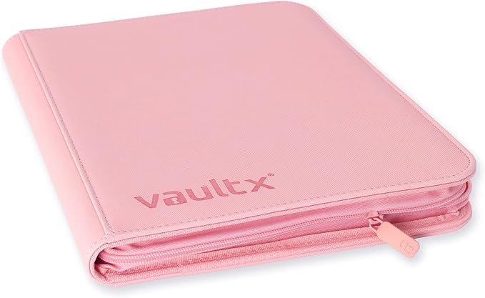 Vault X 9 Pocket Zip Binder, 360 Cards, Exo-Tec Material, 20 Side-Loading Pages (Pink)