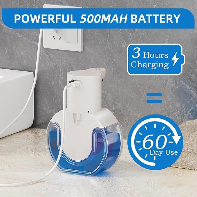 Automatic Soap Dispenser Touchless,Liquid Soap Dispenser USB Rechargeable,15oz/420ml Hand Soap Dispenser,4-Level Adjustable,Wall Mounted/Countertop Soap Dispenser for Bathroom Kitchen Dish Soap