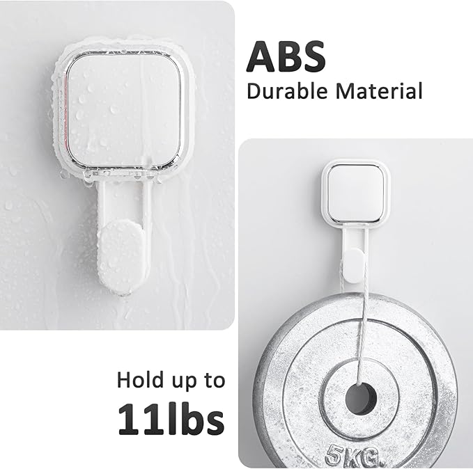 LEVERLOC Suction Cup Hooks for Inside Shower 4 Pack, Versatile Powerful Vacuum Suction Shower Holders for Towel, Loofah, Clothes, Damage Free Wall Hanging Bathroom Hooks, Easy to Install, White