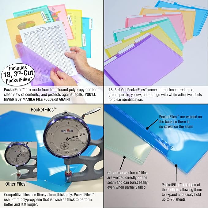 Ultimate Office WalMaster Heavy Duty 10-Pocket Chart Filing System for Classroom and Office, Wall File Organizer PLUS 18 PocketFiles, Mounting Hardware and Spring-Loaded Door Hooks