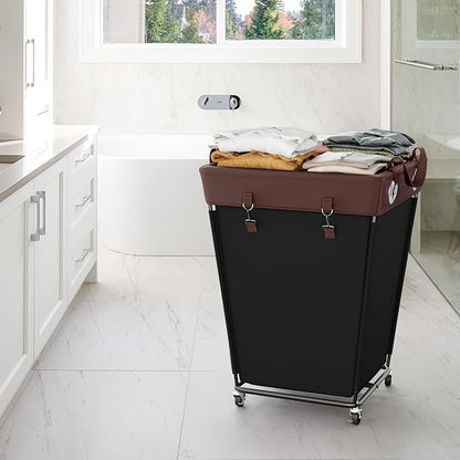 HILIUS Laundry Hamper with Wheels 210L Large Capacity Hamper Rolling Laundry Basket Extra Large Laundry Cart for Easy Transport Storage Basket Ideal for Dorm Laundry Room Bathroom Black
