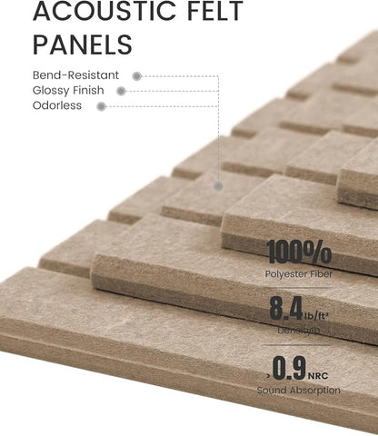 Fluxynara Felt Bulletin Board Tiles -28"x18" with 40 Adhesive Tabs, Cork Board Alternative for Office Decor, Push Pin Board Wall Organizer 6-Pack (Taupe)