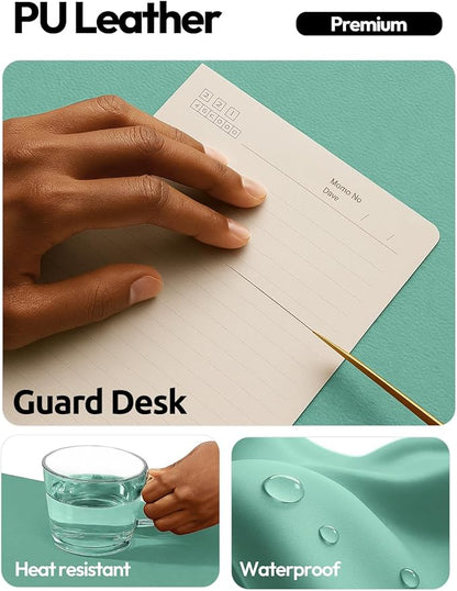 YSAGi Leather Desk Protector, Office Mat, Large Mouse Mat, Non-Slip PU Leather Blotter, Laptop Desk Pad, Waterproof Writing Pad for Office and Home (Green-Blue, 47.2" x 23.6")