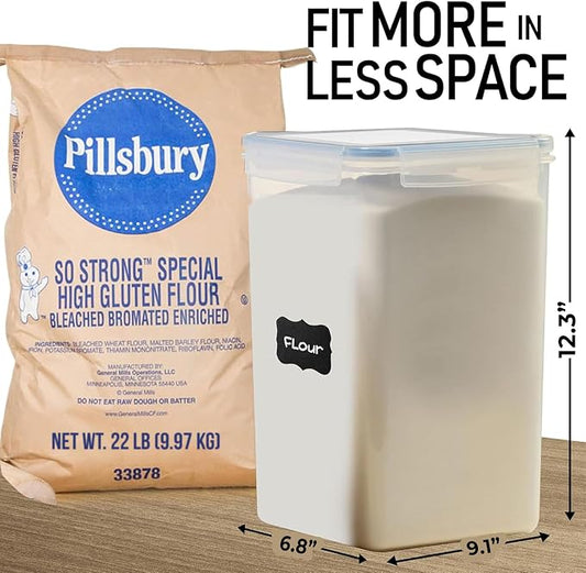 Flour Storage Container 2 PC [8.5L / 287 Oz] Extra Large Food Storage Containers with Lids - Airtight, Leak Proof, BPA-Free Plastic Flour Sugar Storage Containers - Bulk Storage for Kitchen & Pantry