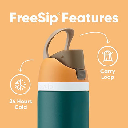 Owala FreeSip Insulated Stainless Steel Water Bottle with Straw, BPA-Free Sports Water Bottle, Great for Travel, 24 Oz, Boneyard