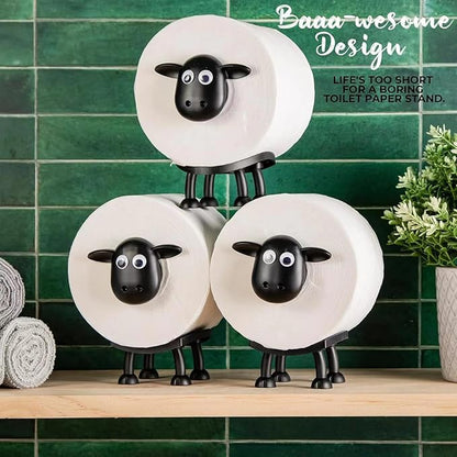 Generic Sheep Toilet Paper Holder, Cute Paper Towel Storage Rack, Wall-Mounted Paper Towel Basket, Black (3)