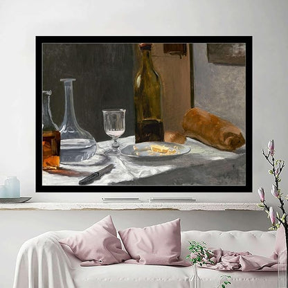 SENLYCH Canvas Painting Poster and Print Pictures Vintage Bar Cart Wall Art Bar Cart Decor Kitchen Wall Art Moody Wall Art Living Room and Bedroom Home Decoration 8x12inch Solid Wood Frame
