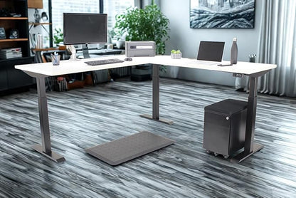 Lift It, 72"x24" Electric Height Adjustable Desk and 48"x24" Return for Office or Home, Dual Motor, 4 Memory/USB Charging LED Control, Brite White Top and Black Frame