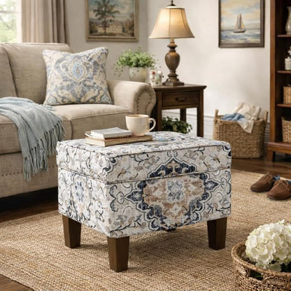 Spatial Order Home Decor | Dinah Collection Modern Storage Ottoman | Ottoman with Storage for Living Room & Bedroom(Antiqued Ebony Cream)
