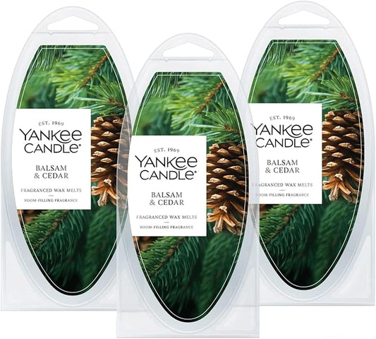 Yankee Candle Balsam & Cedar Wax Melts Packs of 3-18 Total Wax Melts Perfect for Christmas & Holiday Season