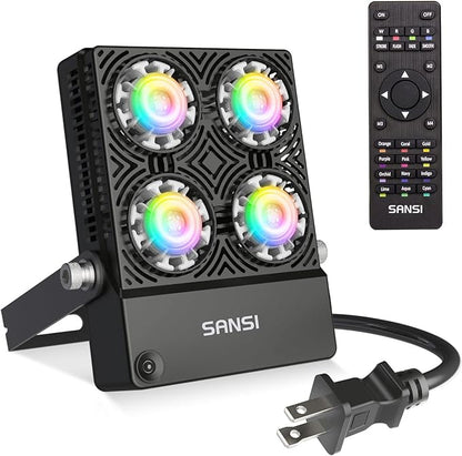 SANSI Super Bright Led Flood Light 200W Equivalent, RGBW Outdoor Color Christmas Changing Led Lights,30W,16 Colors 4 Modes,Dimmable,Patented Tech for Energy Saving,Yard Party Stage Landscape