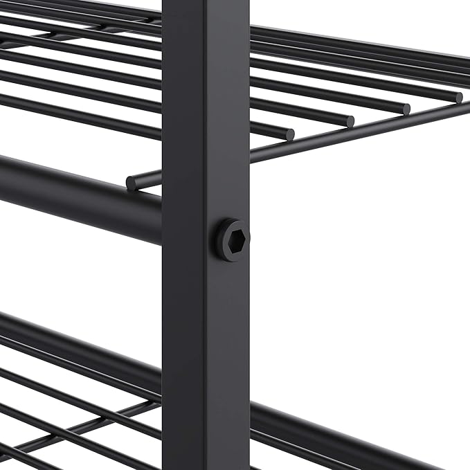Yusong Shoe Rack Organizer, 4 Tier Industrial Shoe Storage Shelf, Narrow Sturdy Metal Shoe Shelves for Closet Entryway, Rustic Brown