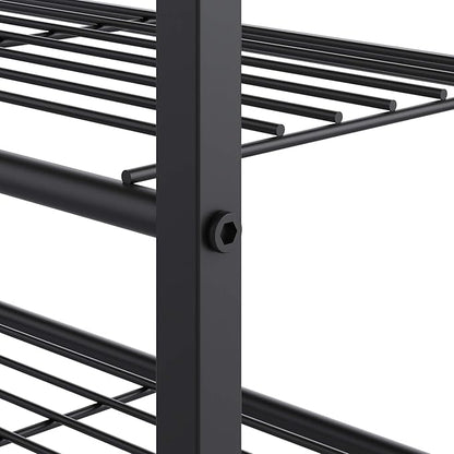 Yusong Shoe Rack Organizer, 4 Tier Industrial Shoe Storage Shelf, Narrow Sturdy Metal Shoe Shelves for Closet Entryway, Rustic Brown