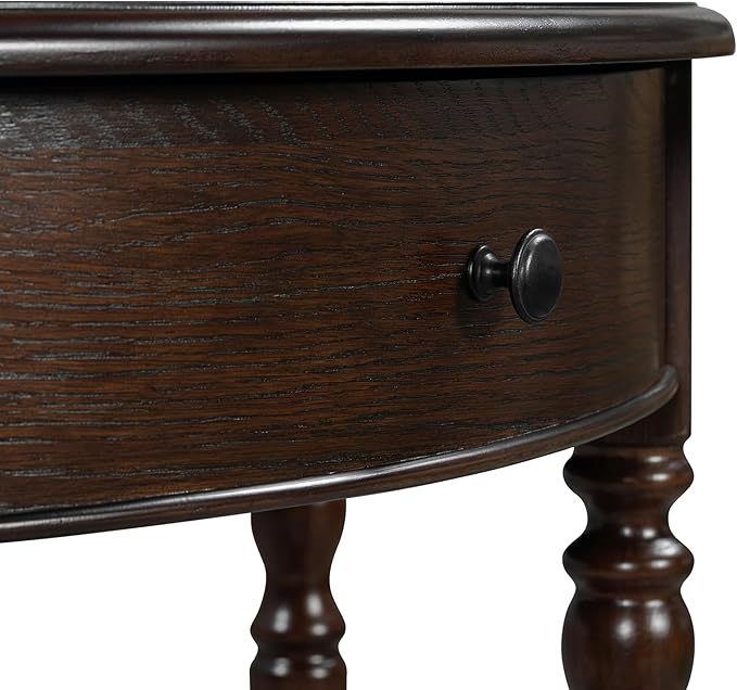Amposei Small Curved Console Table 39-Inch Retro Farmhouse Wood Entry Sofa Table with Drawer & Storage Shelf for Living Room Hallway Entryway Furniture, Espresso
