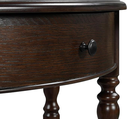 Amposei Small Curved Console Table 39-Inch Retro Farmhouse Wood Entry Sofa Table with Drawer & Storage Shelf for Living Room Hallway Entryway Furniture, Espresso