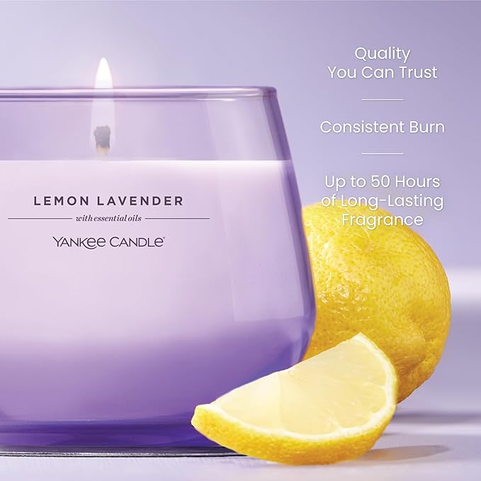 Yankee Candle Studio Scented Candle with up to 50 Hour Burn Time, Premium Plant Wax Blend for Consistent Burn, 10 oz Jar Candle with Room Filling Fragrance, Lemon Lavender