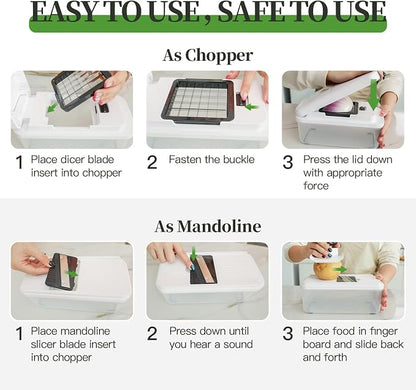 14-In-1 Chopper Vegetable Cutter with 7 Blades, Vegetable Chopper with Container and Lid, Mandoline Slicer for Kitchen, Veggie Slicer for Salad, Cheese Grater, Kitchen Gadgets Accessories Essentials