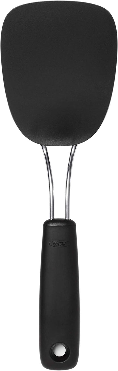 OXO Good Grips Large Silicone Flexible Turner & 65191 Good Grips Nylon Flexible Turner, Black