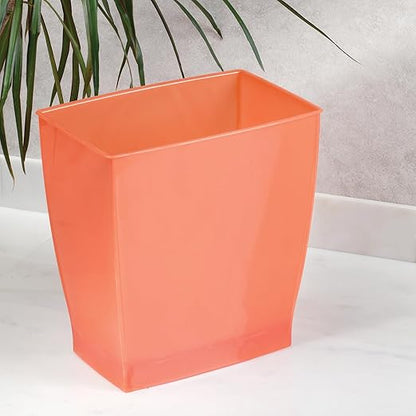 iDesign Small Plastic Bathroom Trash Can, Slim Rectangle Garbage Bin for Bedroom, Office, Dorm, 4-Pack, Orange