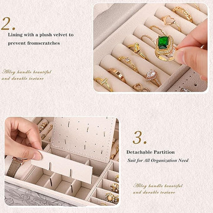 Jewelry Organizer Box, Large Jewelry Boxes for Women, 3-Layer Jewelry Holder Organizer for Necklace Earrings Rings Bracelets Storage, Gift for Her Mom