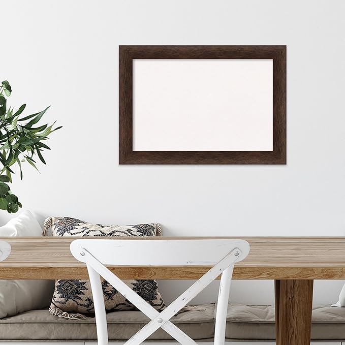 Amanti Art White Cork Board for Wall, 15x21 Vision Board with Brown Wood Frame, Small Corkboard Office Decor for Home Organization, Casual Corkboard Pinboard to Display Items for Home Organization in