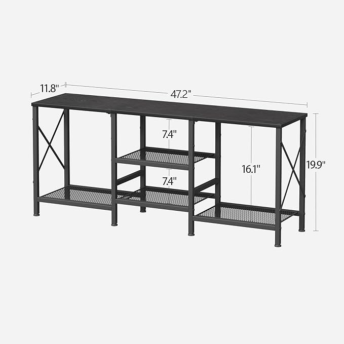 JARHETUN TV Stand for 55 Inch TV, Entertainment Center with 3-Tier Open Shelves, TV Console Table for Living Room, Bedroom, Black