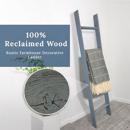 BARNWOODUSA Throw Blanket Ladder – Fully Assembled Reclaimed Wood – Rustic Decorative Ladder for Towels, Quilts, & More – Perfect Farmhouse Decor for Bathroom, Porch, or Living Room,5ft.
