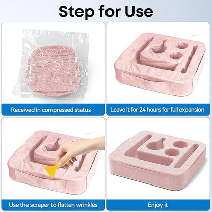 Couch Cup Holder Tray, Couch Caddy for Drink, Snack, Phone, Remote, Ipad, Game Controller, Large-size Sofa Cup Holder for Bed, Sofa, Car, Desk, Pink