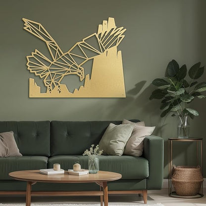 SIGNLEADER Metal Wall Art Decor Eagle Preying Modern Abstract Wall Sculpture Hangings Home Decoration for Living Room, Bedroom, Bathroom, Kitchen, Outdoor - 24" Gold