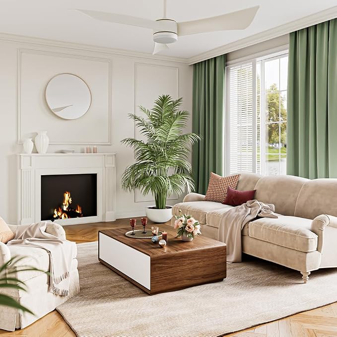 POVISON Modern Coffee Table with 4-Drawer, 51 inch Rectangle Coffee Table for Living Room,Full-Assembled, Walnut and White