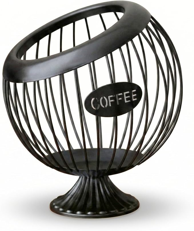 AIYICIII Tall Coffee Pod Holder with Base - Large Capacity Keurig K-Cup & Nespresso Vertuo Organizer, Metal Coffee Pod Storage, Coffee Bar Accessories and Decor (Tall - Black)