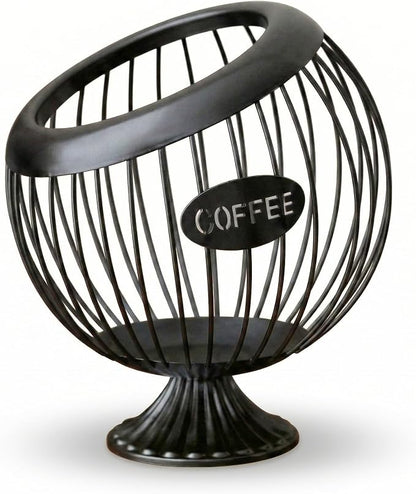 AIYICIII Tall Coffee Pod Holder with Base - Large Capacity Keurig K-Cup & Nespresso Vertuo Organizer, Metal Coffee Pod Storage, Coffee Bar Accessories and Decor (Tall - Black)