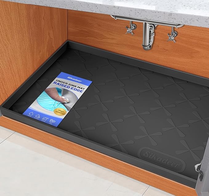 SIKADEER 31" x 19" Under Sink Mat Waterproof, Silicone Mat Kitchen Drawer Shelf and Cabinet Liner, Sink Protector for Kitchen Organizers and Storage, Boot Tray Pet Food Mats