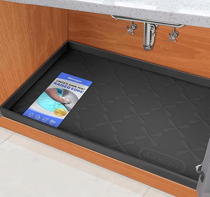 SIKADEER 31" x 19" Under Sink Mat Waterproof, Silicone Mat Kitchen Drawer Shelf and Cabinet Liner, Sink Protector for Kitchen Organizers and Storage, Boot Tray Pet Food Mats