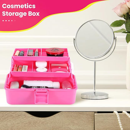 SMMYMGF 3-Layer Tackle Box Organizer, Storage Tool Box,Art & Crafts Case,Sewing Supplies Organizer,Fishing Tackle(pink)
