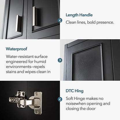 Black Wall Cabinet 23x29 inch for Bathroom Laundry Room Bedroom Kitchen Wood Medicine Cabinet, DIY Lighting, Soft-Close Hinge, 2 Door,Above Toilet Storage