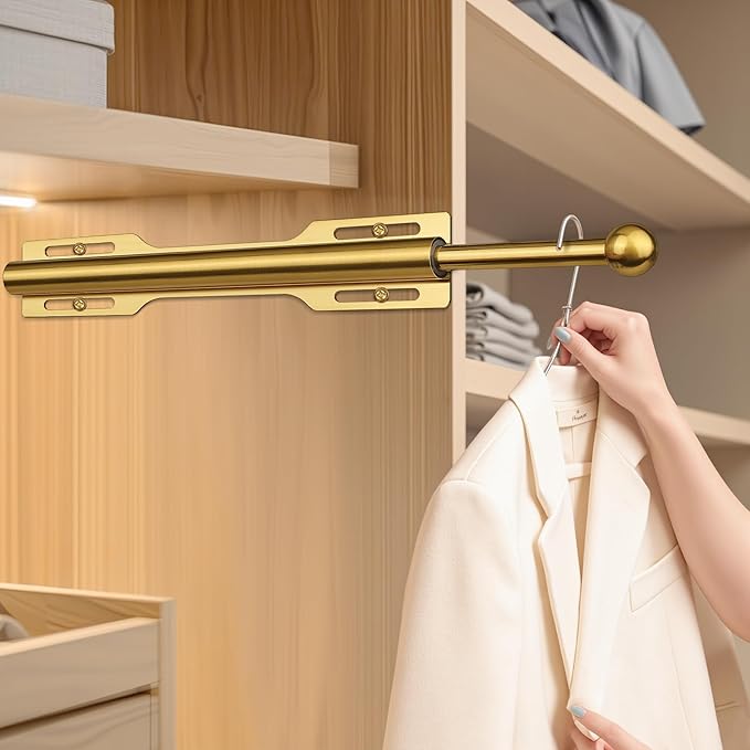 12" Valet Rod for Closet Pull Out (1 Pack, Brushed Gold)