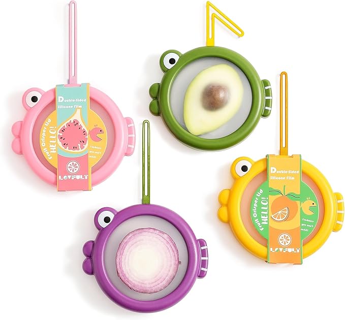 Onion Storage and Avocado Saver - 4-Piece Set Silicone Fruit Storage Box, Multifunctional and Perfect for Lemons, Cheese, Tomatoes, Potatoes, Garlic