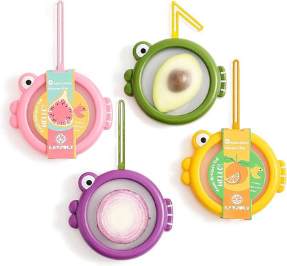 Onion Storage and Avocado Saver - 4-Piece Set Silicone Fruit Storage Box, Multifunctional and Perfect for Lemons, Cheese, Tomatoes, Potatoes, Garlic