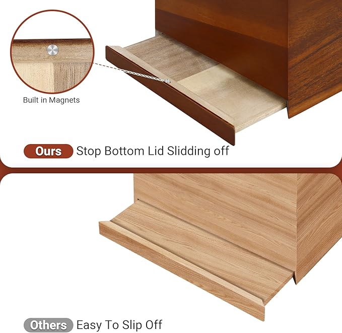2 Pack Wooden Tissue Box Cover Square - Acacia Wood Tissue Box Holder for Tabletop Stands Bathroom Office- Decorative Facial Wood Tissue Box Cover for Modern Farmhouse Decor (Walnut)